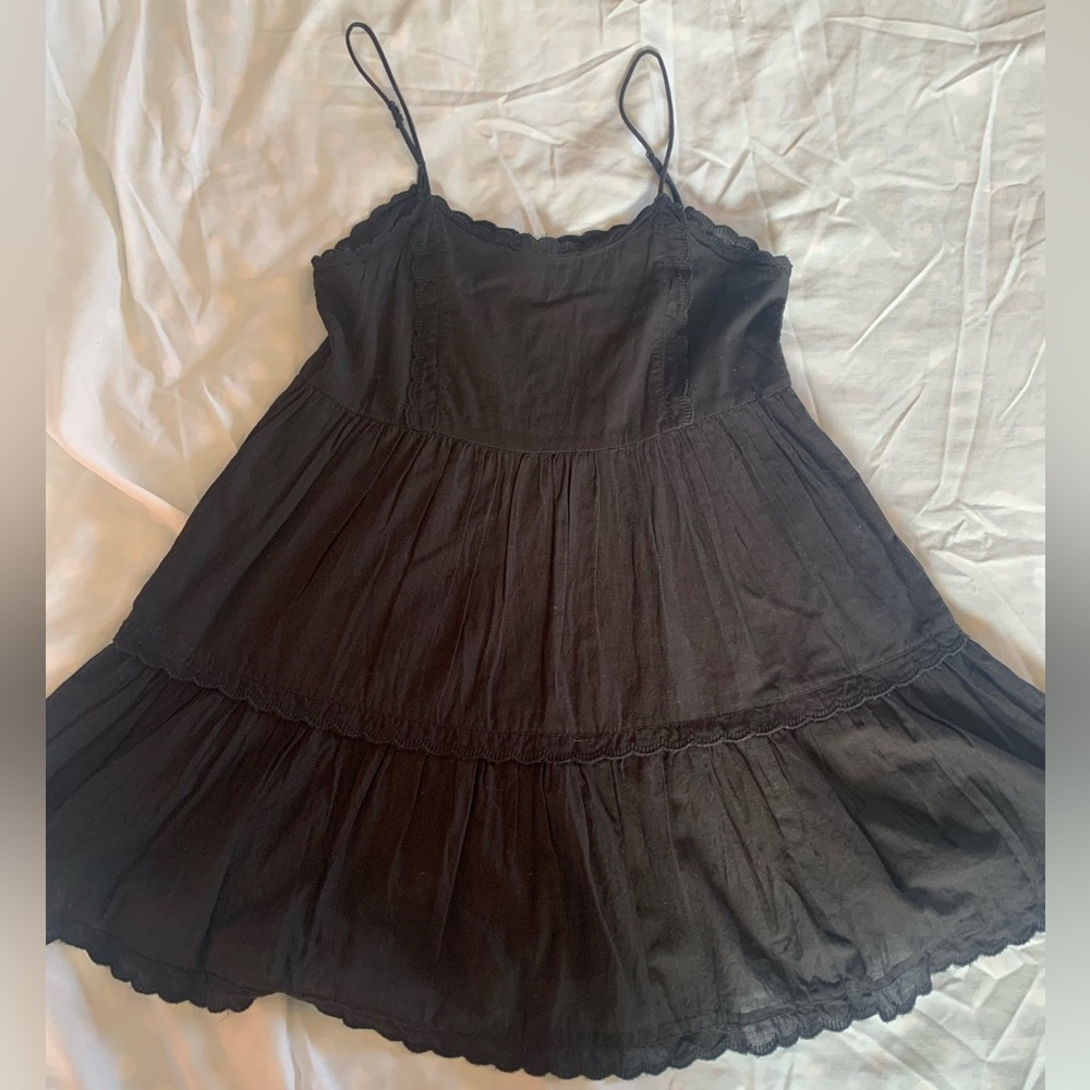 Urban Outfitters Black Ruffled Smocked Babydoll Dress